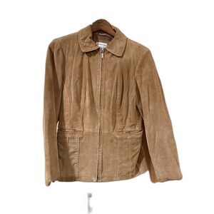 VINTAGE St Johns Bay Brown Suede Moto Jacket Petite S CHIC Western Boho LUXE